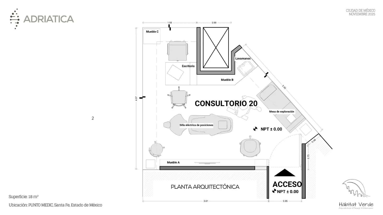 Planta arquitectónica del proyecto CONSULTORIO ADRIÁTICA