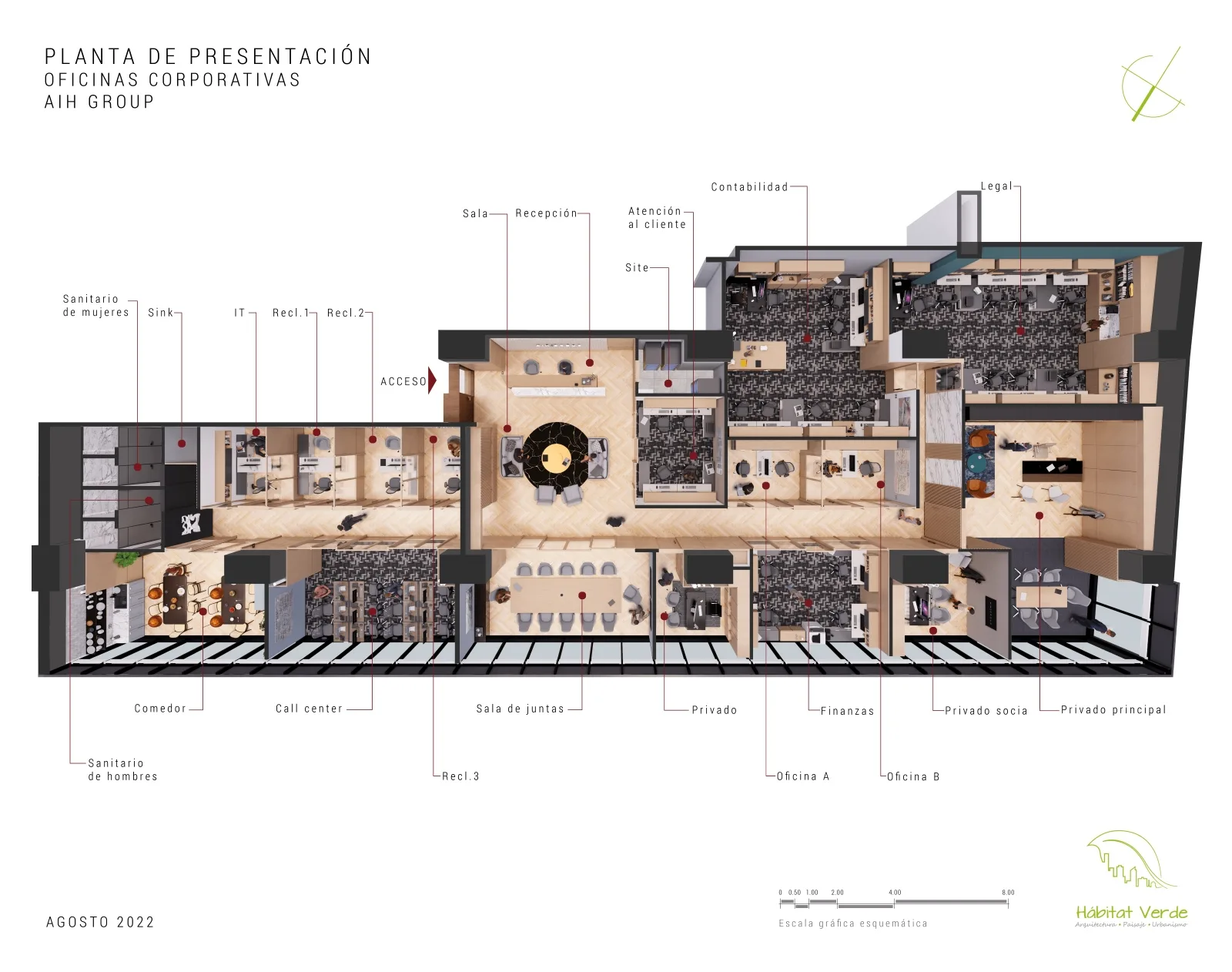 Planta arquitectónica del proyecto YAMA OFICINA CORPORATIVA