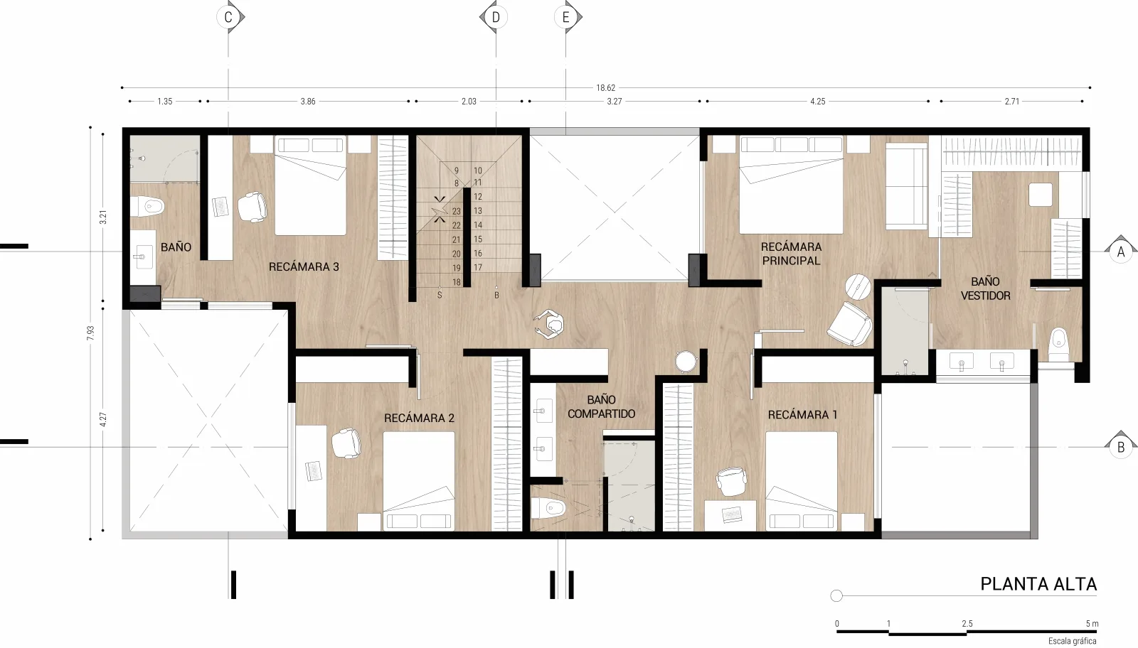 Planta arquitectónica 2 del proyecto AZUCENA | casa unifamiliar