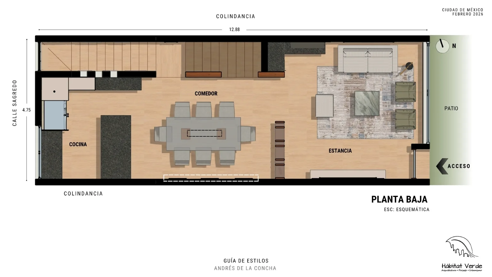Planta arquitectónica del proyecto GUÍA DE ESTILOS ANDRÉS DE LA CONCHA